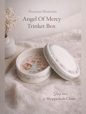 Precious Moments Angel Of Mercy Trinket Box Enesco Vintage Ceramic